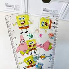 1支可爱卡通尺，透明尺身，大星星图案，心形学生测量绘图尺，款式随机，新年礼物，情人节礼物，复活节礼物