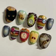 Retro Fairy Tale Hand-Painted Wearing Nail Patch, Three-Dimensional Relief Style Art Nail Patch Finished Product - Yzaso-1186 - View 1