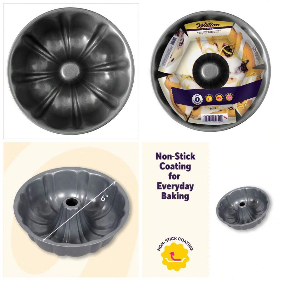 Everyday Nonstick Fluted Tube  Cake Pan 6-Cup Capacity For Baking Layer Cakes Breads And Desserts Easy Release Even Heating Durable Oven  Bakeware For Homemade Cakes And Party Treats - 1 - Xem 1