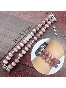 1pc Minimalist Purple Cat Eye Beaded Watch Band Compatible With Apple Watch 38/40/41/42/44/45/46/49mm, Elegant Ladies Watch Strap Compatible With Apple Watch Ultra 3/2/1 Series 1-11, Compatible With 20/22mm Lug Width Smart Watches - Compatible With Samsung/Garmin/ Etc. Smartwatch Replacement Band - Ideal For Valentine's Day Gift