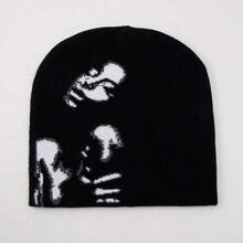 Street Style Black  Unisex Hip-Hop Knitted Hat Autumn Winter Couple Pullover Beanie Flame Yarn Hat - 1 - 查看 10