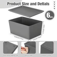 6 Piezas de Cajas de Almacenamiento con Tapas, Pequeños Contenedores de Almacenamiento de Plástico Apilables, Cestas de Almacenamiento Organizadoras Lindas para Estantes (Gris) - Gris - Ver 3