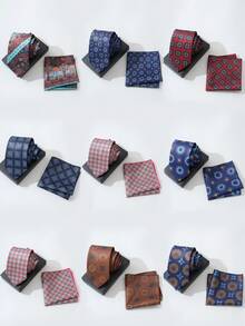 2pcs Business Tie Towel Suit Clothing Wear Matching Business Fashion Shirt Men's Tie Towel. - A - View 2