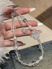 1pc Handmade Snowy Winter Atmosphere Snowflake & Star Transparent Phone Strap/Camera Charm, Ethereal - Multicolor - View 4