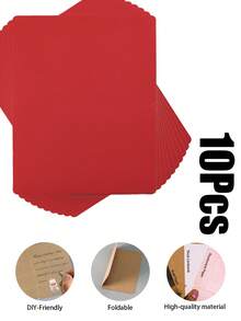 3/10/20/50张装DIY圆角折叠贺卡 - 19.7x14.8厘米/7.75x5.8英寸，空白可涂鸦。提供珠光纸、牛皮纸和纯色卡纸材质。适用于生日、婚礼、感谢活动和日常通信。