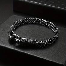 Men's Retro Punk Style Stainless Steel Double Snake Head Bracelet - Gothic Design, Suitable For Party And Casual Outfits, Women Can Also Wear - Bạc - Xem 1