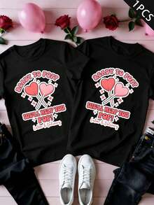 T-shirt Partner à imprimé graphique, 100 % coton, coupe décontractée, respirant, style hip-hop urbain, imprimé accrocheur - HommeNoir-1PC - Voir 2