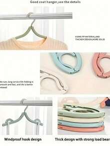 Portable Folding Clothes Drying Rack With Non-Slip Handle - Plastic, Suitable For Travel And Home Use, Space-Saving Clothesline, Easy To Pack And Store, Random Color - Multicolor - View 4