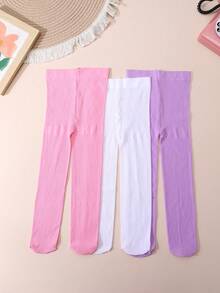 3/5/8 Pairs Baby/Toddler Girls Vertical Striped Elastic Dance Tights, Skin-Friendly & Comfortable Pantyhose, Bright/Candy Colors For Spring/Summer Basic Matching - Multicolor - View 6