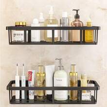 1个免钻孔浴室置物架，厨房收纳架，浴室整理架，适用于浴室收纳、厨房整理、家居收纳、浴室配件、淋浴置物架、浴室家具、厨房配件、浴室配件 - 黑色 - 查看 10