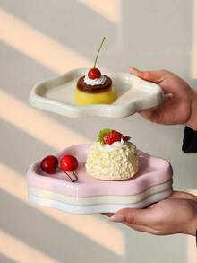 1个INS风可爱云朵造型陶瓷盘，高品质餐具，适合盛放早餐、甜点、水果 - 彩色 - 查看 1