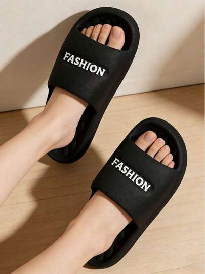 Chanclas deslizantes multifuncionales con letra minimalista, unisex de primavera a verano, aptas para uso interior y exterior, livianas y cómodas con suela suave antideslizante, sandalias tipo slip-on para parejas, de material EVA liviano, flexible y amortiguador de impactos