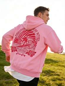 Sweatshirt For Teenagers And Adults, Gift For Women, Women's Spring/Autumn Hooded Sweatshirt Long Sleeve Graphic Print Drawstring Hoodie1 - Hồng - Xem 5