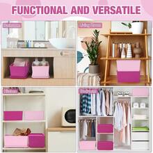 6 Pcs Storage Bins With Lids Small Plastic Storage Containers Stackable Storing Baskets Box Cute Organizer Bins For Organizing Shelves (Pink Series) - PinkSeries - View 6