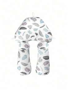 1pc New Multifunctional Reversible Baby Pillow, Cute Cartoon Animal, Feather & Leaf Print, Soft Plush, Head Shaping, Suitable For All Seasons - White Leaves - View 6