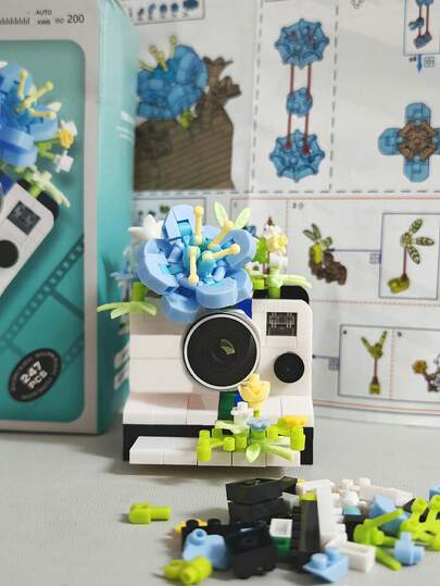 6 Types (0-5 Inches) Of Camera Simulation Building Block Models, Made Of ABS Plastic, Building Block Camera Toys, Cute Style, Patterns Include Cameras And Flowers, Shapes Like Cameras, Simple And Easy To Assemble, Can Be DIY, DIY Creative Gifts, Home Decoration Accessories
