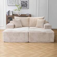 72" Oversized Cloud Sectional Sofa Bed, Double Lounge Chaise, No Assembly Required, Boneless Fluffy Couch With Plush Cushions, Modern Sleeper Loveseat For Small Space, Living Room, Apartment, Movie Night - Màu be - Xem 9