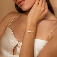 Pearl Bracelets For Women 14K Gold Plated Pearl Bracelet Dainty Pearls Gold Link Chain Bracelets Waterproof Jewelry Birthday Gifts For Women - Kiểu 1 - Xem 4