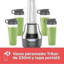 Licuadora Personal BlackandDecker ,2 Velocidades más Pulso Gris PB2004G, potencia de 600 watts, tritura hielo facilmente, Incluye 4 vasos de tritan de 530 ml y tapa portátil para hacer diferentes batidos - Tipo de Enchufe A USA (110-127V) - Ver 4