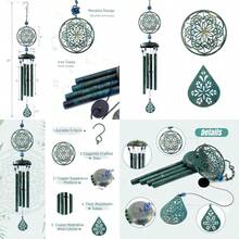 Wind Chimes For Outside Zen Atmosphere Wind Chime Windchime Outdoors For Outdoor Garden Patio Decor With Mandala Design Windchime Gifts For Mother Grandma Sisters 6 Petalgift - TurquoiseGreen - View 7