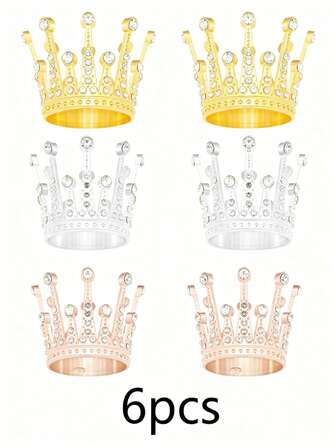 Ett 6-delat mini-kronprinsesspannband i legering, festtillbehör, festpresenter och dekorationer, inklusive ett julkronset