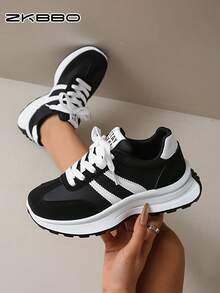 ZKBBO 女士休闲运动鞋，多功能步行鞋，轻便舒适，四季皆宜，适合 CrossFit 训练，复古健身跑步鞋 - 黑色 - 查看 3