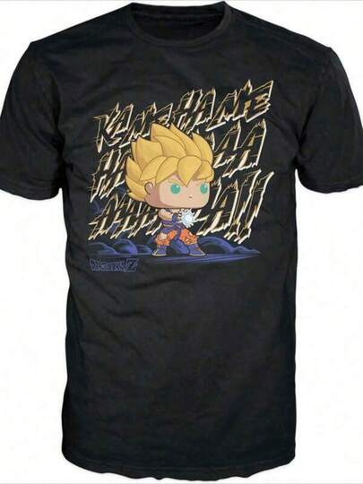 Girls' sportswear, children's clothing Artistic Black Kids Top Anime Powerful Energy And Courage T-Shirt Cartoon Goku With Blonde Hair, Holding Energy Ball, Text KAMEHAMEHA1pcs tops adolescentes blusas niñas chamarras conjuntos ropa de niña blusas para niña ropa para adolescentes Fashionable and versatile.