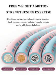 一套6个可拆卸泡沫衬垫不锈钢呼啦圈，可调节多段泡沫健身环，适用于有氧运动、核心力量训练、腰部塑形和舞蹈，便携且带重量，男女皆宜。 - 彩色 - 查看 4