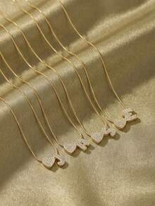 1件英文字母心形吊坠项链，不锈钢链，字母项链，适合女孩、儿童、家人、朋友，生日礼物，日常佩戴 - 金色 - 查看 4