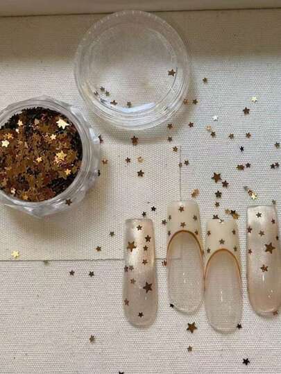 1 Box Trending Star Sequin Nail Art Decorations, Mini Ultra-Thin Gold Star Nail Stickers, Shimmering Nail Tip Decor, Versatile DIY Nail Art Accessories For Nail Design Nails Nail Supplies