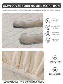 1 pièce Housse de canapé en peluche épaisse et extensible, protecteur de siège de canapé antidérapant et couvrant entièrement, convenant à toutes les saisons, lavable en machine, anti-poussière, adapté aux animaux de compagnie, couverture décorative de canapé pour chambre à coucher, bureau, salon, convenant pour 1/2/3/4 places et canapé d'angle - Blanc - Voir 9