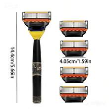 Classic Temperament Men'S Lady Manual Shaver, 6-Layer Replaceable Blade, Shaver Set, Leg Scraper, Armpit Scraper, Chest Scraper - Orange - View 4