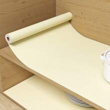 1 Roll 40cm Wide Waterproof Peel And Stick Wallpaper, Removable Vinyl Decorative Backsplash Sticker For Kitchen, Cabinets, Countertops, Furniture, Bedroom, Living Room, Desk, Closet - Light Beige - View 6
