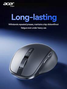 Acer OMR283 Wireless Mouse, 2.4GHz Ultra-Thin USB Wireless Mouse, USB Receiver, Optical Mouse, 6 Buttons, Auto Sleep Mode, Portable Mouse For Laptop, Desktop, PC - Black - View 8