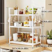 1个多层置物架，坚固的落地式置物架，适用于浴室、厨房、房间、微波炉、书籍、烤箱等，可作置物架、厨房推车、四层微波炉推车、浴室收纳架、储物架、咖啡吧推车，黑色，适用于客厅、办公室，银色，无挂钩，厨房置物架，厨房收纳，家居收纳，金属轮置物架：适用于厨房/车库的重型置物架，可调节层板，可放置锅具及其他杂物，易于移动