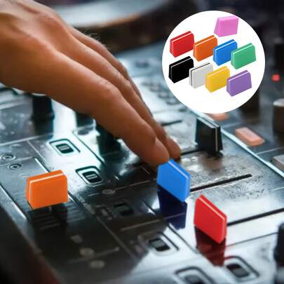 9pcs ESOLOSK DJ Mixer Sliders - Color Coded Faders & Knobs (Red, Orange, Yellow, Green, Blue, Purple, Black, White, Gray) - Non-Slip Grip, Tool-Free Installation, Compatible With DJ Controllers, Audio Mixers, DAWs - Ableton, FL Studio, Logic Pro X - Professional & Home Recording Studio Accessories, Music Producers