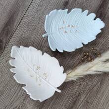 DIY Clay Mold Leaf Dish Storage Tray, Plaster Resin Epoxy Resin Jewelry Storage Tray, Daily Storage Silicone Mold - White - View 3