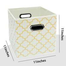 Black Foldable Storage Cubes Bins , Fabric Storage Box Cubes Organizer Baskets With Dual Handles For Home Organizer Creamy-White Gold - 奶油白金 - 查看 3