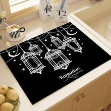 1件斋月灯笼图案吸水沥水垫，厨房装饰咖啡机垫，手工咖啡壶沥水垫，厨房地垫，餐桌垫，厨房台面餐具沥水垫，早餐垫，防滑耐热沥水垫，硅藻土沥水垫，遮盖污渍，超强吸水厨房垫，易清洁碗碟架垫，适用于厨房、餐桌、咖啡馆、酒吧、节日、派对、家居装饰、节日礼物 - 彩色 - 查看 10