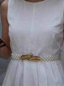 An Elegant Pearl Waist Chain For Summer, A Style Suitable For Daily Use, Weddings, Beach Vacations, Parties, And A Perfect Holiday Gift. - Maple Leaf Flower - View 2