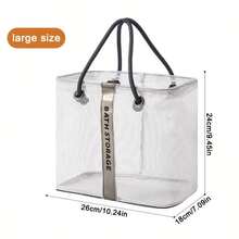 1pc Foldable Mesh Drain Basket, Travel Toiletry Swim Bathroom Storage Basket, Large Capacity Portable Organizer Designed For Versatile Use In Travel, Home, Gym, Hotel, And Dorm Spaces; Breathable Mesh Design With Sturdy Folding Frame, Compact When Collapsed, Easy Drainage, Sturdy Handle Grip, Ideal For Cosmetics, Toiletries, Skincare, Toothbrushes, Razors, Accessories, Swimming Gear, Shower Essentials, And Small Items Organization - Multicolor - View 13