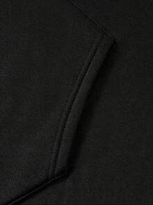 Men'S Large Size Book & Bird Wing Graphic Hooded Sweatshirt - With Open Book & Flying Bird Print, Loose Fit Casual Streetwear, Warm Winter Pullover For Everyday Comfort, Literary & Nature-Inspired Design, Autumn/Winter Seasonal Apparel - 黑色 - 查看 3