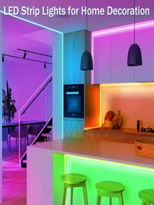1 pieza Tira de luz LED inteligente, control remoto de 44 teclas, multicolor ajustable, adecuado para dormitorio, sala de estar, decoración del hogar, fiesta en la habitación, alimentado por USB, decoración navideña, iluminación de ambiente de bar, tira LED con control remoto, luces RGB, ajuste de color, respaldo autoadhesivo, aplicable para decoración de habitaciones/cocina/techo/juegos/fiesta (baterías no incluidas) - luz de color - Ver 10