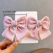 2pcs Coquette Checkered Bow Hair Clips, Preppy Fabric Hair Bows For Women & Girls, Cute Plaid Barrettes, Aesthetic French Style Hair Accessories, Sweet Bowknot Set - 2 gói màu xanh - Xem 3
