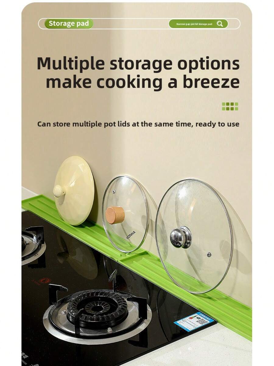 1pc/3pcs Silicone Pot Lid Mat, Narrow Edge Anti-Slip, Heat Resistant, Stove Organizer Mat. Suitable For Pot Lids And Kitchen Utensils. Easy To Clean. Home Goods. - Multicolor - View 1