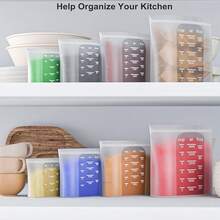Premium Silicone Reusable Food Storage Bags,4 Pack(100oz, 50oz, 30oz,15oz),New Generation Stand Up Zip Freezer Bags,FSandsswich Snack Bags,Healthy Food Storage Containers,Leak-Free,Dishwasher - 透明的 - 查看 8