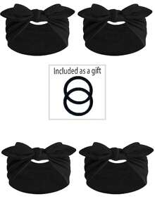 4pcs/12pcs New Cute Rabbit Ear Knotted Headbands, Paisley Pattern Elastic Headbands, Solid Color Bow Headbands For Yoga, Sports, Outdoor, Women Women Hair Accessories Elegant Hair Band