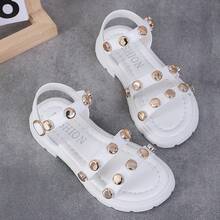 Dép xăng đan đế bằng mùa hè 2026 mới cho trẻ em, dép xăng đan đế bằng thoải mái, đa năng, mũi tròn, đế mềm, thích hợp cho bé gái, dép học sinh, dép công chúa, dép đi biển cho bé gái. - trắng - Xem 2