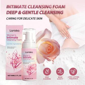 60毫升/2液盎司温和私处清洁慕斯，温和清洁，弱酸性pH值，改善私处异味，保护私处健康，清爽保湿，私处护理慕斯，沐浴露，清洁慕斯