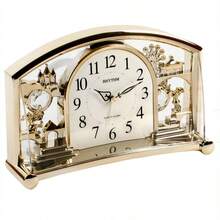 Rhythm Alarm Mantel Clock With Rotating Crystal  Gilt - Standard - View 1